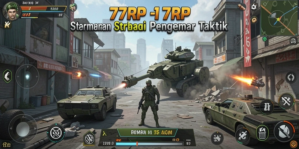 Tangkapan layar gameplay 77RP yang menunjukkan strategi pertempuran.