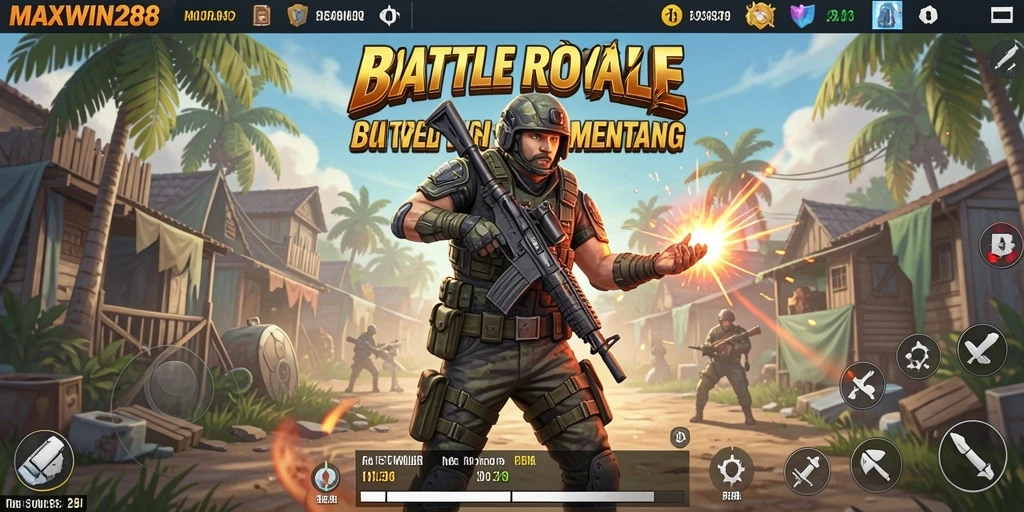 Gameplay seru di MAXWIN288 dengan pertempuran Battle Royale yang mendebarkan.
