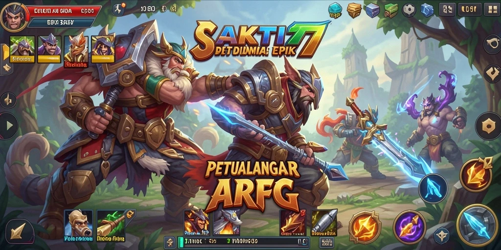 Menampilkan aksi pertarungan epik dalam SAKTI77 yang seru.