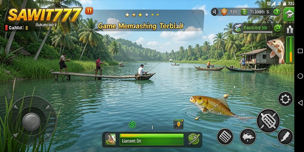 Gameplay menarik SAWIT777 saat menangkap ikan di laut.