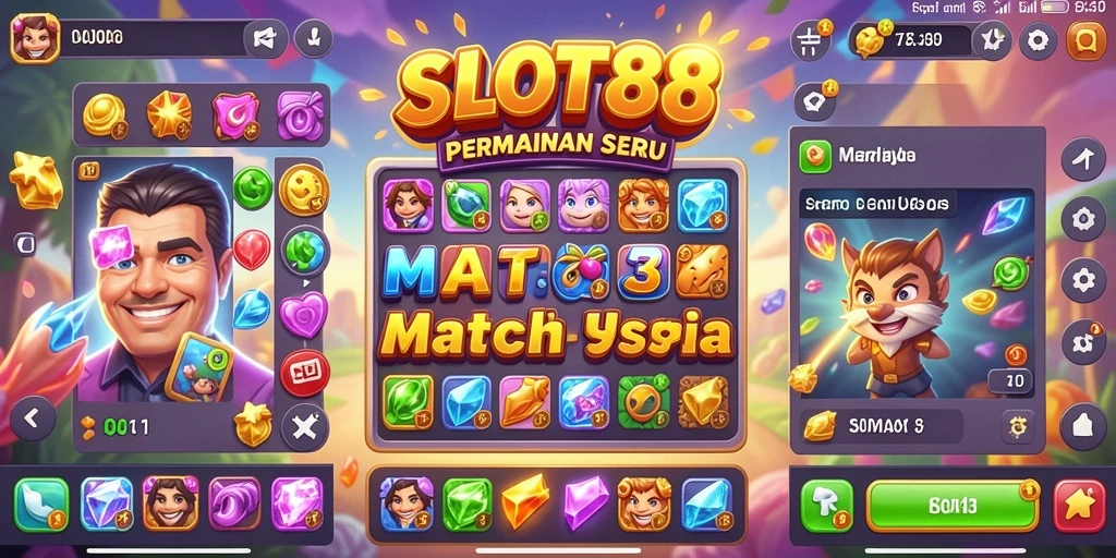 Screenshot SLOT88 menampilkan gameplay seru Match-3 yang mengasyikkan.