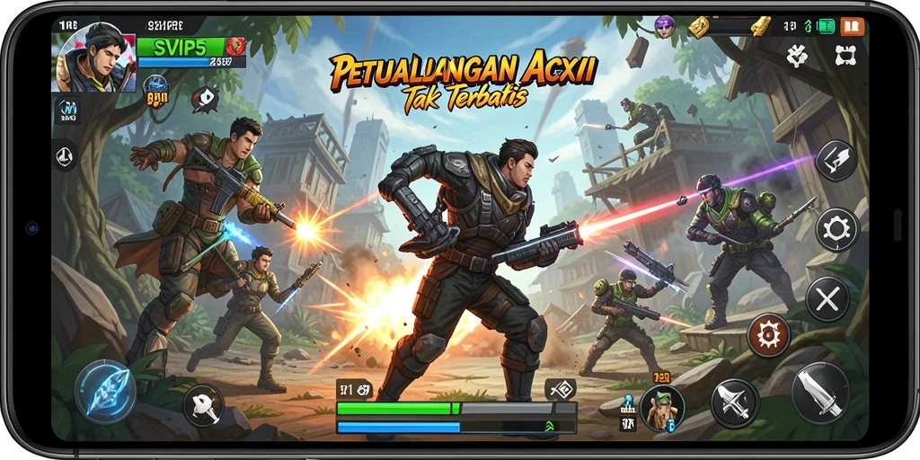 Tangkapan layar gameplay SVIP5 menampilkan aksi pertempuran intens dan grafis menawan.